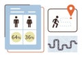 Gender statistic analysis, route tracking, and map navigation for data-driven decision-making Royalty Free Stock Photo