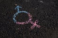 Gender symbol on asphalt, gender concept Royalty Free Stock Photo