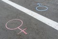 Gender symbol on asphalt, gender concept Royalty Free Stock Photo