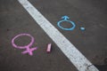 Gender symbol on asphalt, gender concept Royalty Free Stock Photo
