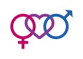 Female male gender symbol with heart shape icon vector