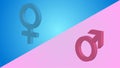 Gender symbol on blue, pink background, can use for design, background concepr, vector