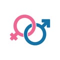 Gender symbol. Female and male icon. Man and woman sign. Pink and blue Royalty Free Stock Photo