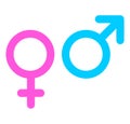 Gender symbol female and male set icon. Outline pink and blue vector illustration isolated on white Royalty Free Stock Photo