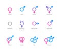 Gender symbol icon set