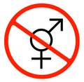 gender symbol. linear symbol. simple transgender icon. not allowed