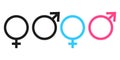 Gender symbol pink and blue in flat style . Male sex icon. Set of sex symbol on white background Royalty Free Stock Photo