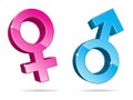 Gender Symbols In 3D EPS Royalty Free Stock Photo