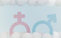 Gender symbols. Abstract Male and Female 3d sign icons, Man and Woman blue Royalty Free Stock Photo