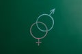 Gender symbols drawn on chalkboard. Sex education Royalty Free Stock Photo