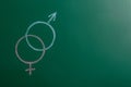 Gender symbols drawn on green chalkboard. Sex education Royalty Free Stock Photo