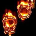 Gender symbols on fire Royalty Free Stock Photo