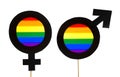 Gender symbols with LGBT and rainbow flag colors Royalty Free Stock Photo