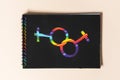 Gender symbols painted in rainbow paint LGBT. LGBTQ concept, for lesbian, gay, bisexual, transgender, and queer people. Concept of