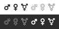 Gender symbols. Three gender icons. Male, female symbols. Vector scalable graphics Royalty Free Stock Photo