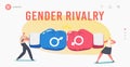 Gender Team Rivalry, Office Fight Landing Page Template. Male and Female Businesspeople Characters War Competition Royalty Free Stock Photo