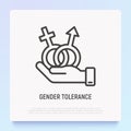 Gender tolerance thin line icon. Modern vector illustration of man and woman equality