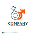 Gender, Venus, Mars, Male, Female Logo Design. Blue and Orange B