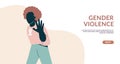 Gender violence concept Woman show stop gesture protest against racial or gender discrimination. Elimination violence