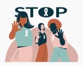 Gender violence concept Women show stop gesture or sign protest against racial or gender discrimination. International
