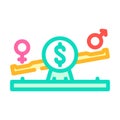 gender wage gap feminism woman color icon vector illustration