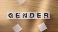 Gender Word Written on Wooden Cubes. Gender quality and social issues problems concept Royalty Free Stock Photo