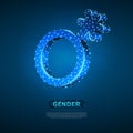 Genderqueer symbols Wireframe digital 3d illustration Low poly androgynous sexuality Abstract Vector polygonal neon LGBT