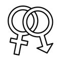 Genders male and female symbols line style icon
