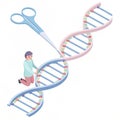 Gene Editing Process Using CRISPR Technology in DNA Strand Modification Royalty Free Stock Photo