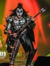 Gene Simmons of Kiss Playing Bass