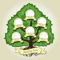 Genealogical family tree on gray background. Family tree in vintage style. Concept illustration family tree.