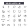 Genealogist line icons, signs, vector set, linear concept, outline illustration