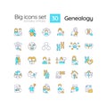 Genealogy RGB color icons set