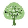Genealogy tree for dna ancestors illustration isolated