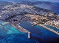 General aerial view of the old port of Rhodes Greece