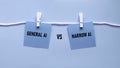 General AI vs Narrow AI Comparison on Blue Background Royalty Free Stock Photo