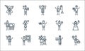 General arts line icons. linear set. quality vector line set such as economics, sculpture, architecture, religious, museum,