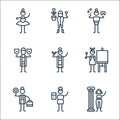 General arts line icons. linear set. quality vector line set such as history, maths, economics, painting, biology, theatre,