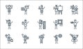 general arts line icons. linear set. quality vector line set such as magician, make up artist, economics, languages, poetry,