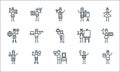 general arts line icons. linear set. quality vector line set such as maths, silk, chemistry, mime, anthropology, geography,