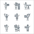 General arts line icons. linear set. quality vector line set such as religious, sculpture, psychology, cartography, chemistry,