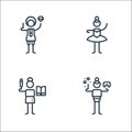 General arts line icons. linear set. quality vector line set such as videogames, literature, dancer