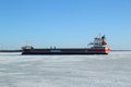 General cargo ship Eemsborg in frozen Baltic Sea near Kemi, Finalnd
