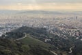 General city view, mountain, from Tibidabo hill. Barcelona.