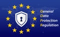 General Data Protection Regulation called GDPR 2018/2019 concept. EU flag. Digital transformation and security theme. Vector Royalty Free Stock Photo