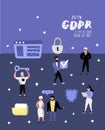 General Data Protection Regulation Concept with Characters for Poster, Banner. GDPR Principles for the Personal Data Royalty Free Stock Photo