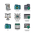 General Data Protection Regulation GDPR icons Royalty Free Stock Photo
