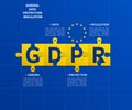 General Data Protection Regulation GDPR. Letters on puzzle pieces connected together. Concept illustration. Vector.
