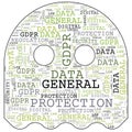 General Data Protection Regulation, GDPR, word cloud concept on white background. Data protection and privacy in European Union