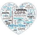 General Data Protection Regulation, GDPR, word cloud concept on white background. Data protection and privacy in European Union